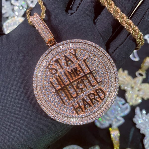 Rose pendant in hand, bling jewelry for men, iced out necklace.
